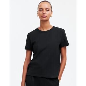 Madewell The Perfect Crewneck Tee WMNS L Black Cotton Short Sleeve Lightweight